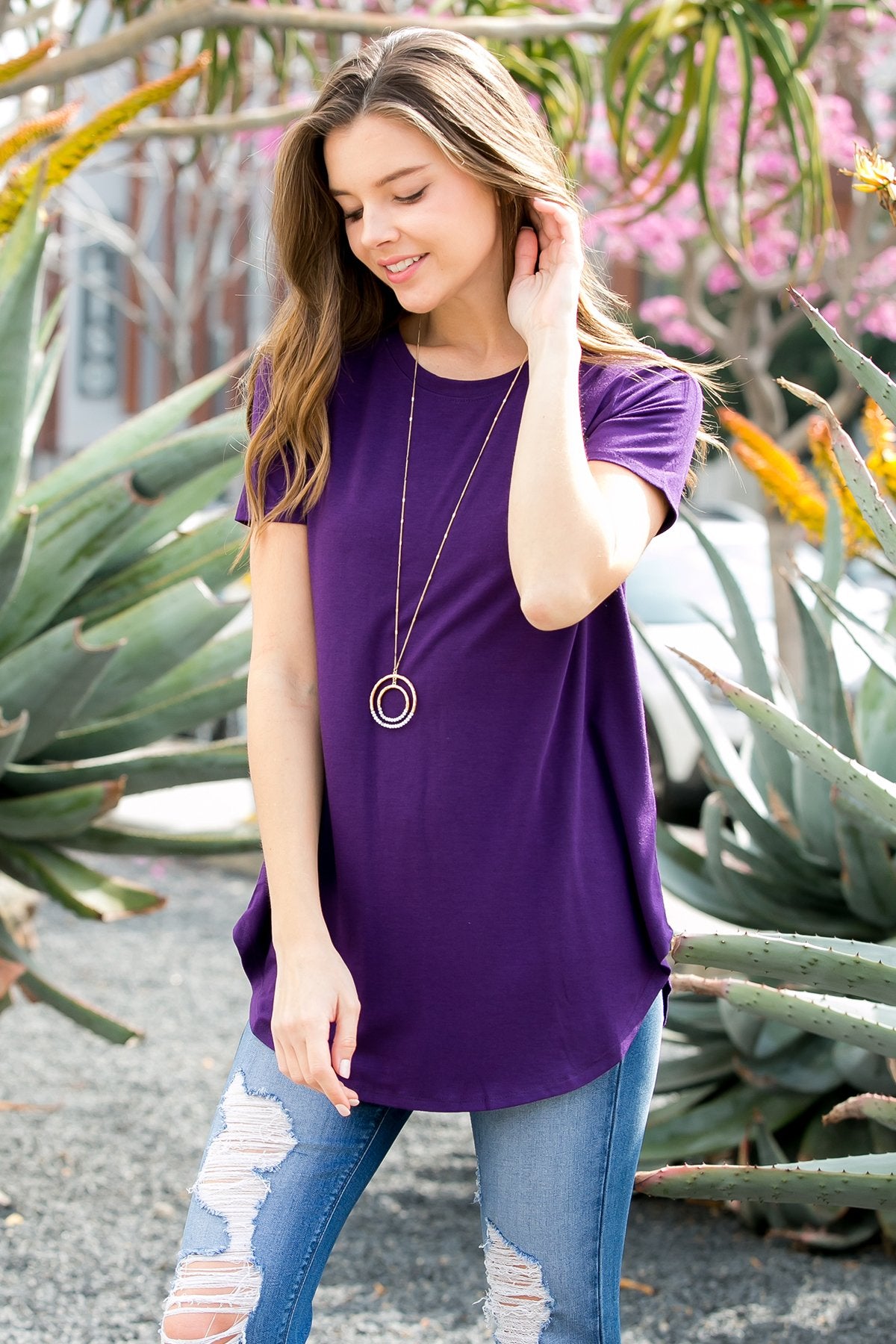 Short Sleeved Round Neck Boyfriend Tunic