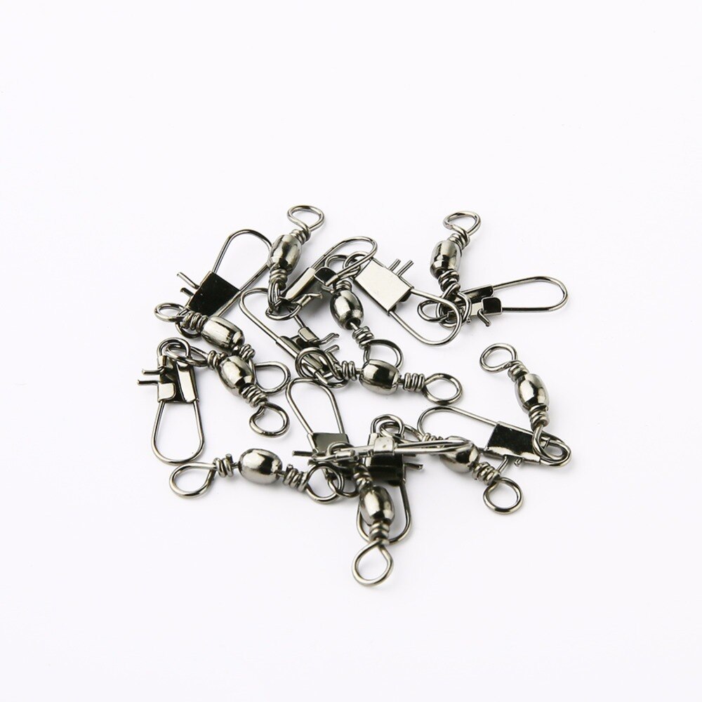 50pcs 14# to 3/0# Swivels Interlock Snap Fishing Lure Tackles Gear Accessories Connector Swivels Pin Bearing Rolling Solid Tool