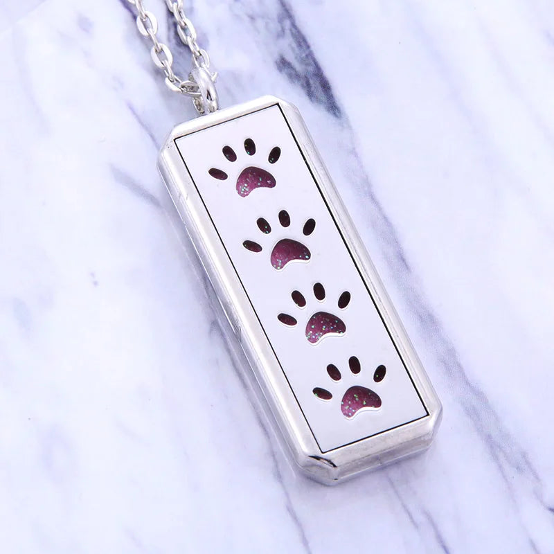 Square Stainless Steel Magnetic Aromatherapy Diffuser Necklace Jewelry Perfume Locket Pendant Essential Oil Locket Necklace