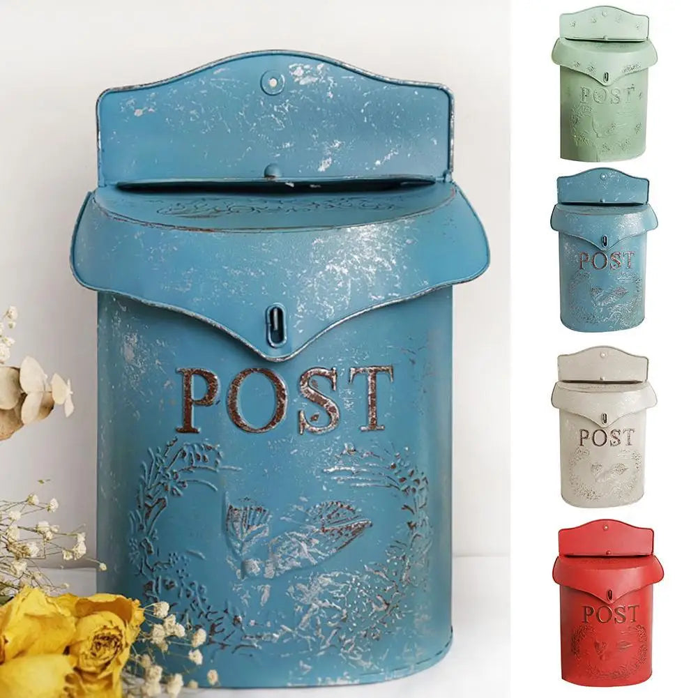 European Style Iron Retro Mailbox, Sealed Suggestion Box, Newspaper Mailbox, Wedding Garden Decoration Home Mailbox Post Box