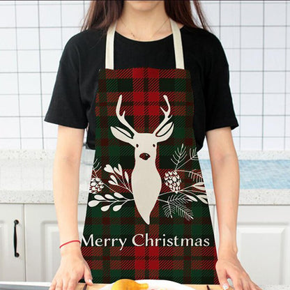 Linen Merry Christmas Apron Christmas Decorations for Home Kitchen Accessories Natal Navidad 2023 New Year Christmas