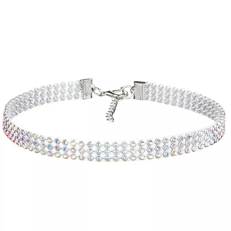 SUMENG 2024 European Style Women Bundle Neck Element Necklace Jewelry Punk Hip Hop Choker Inlay Rhinestone Collar