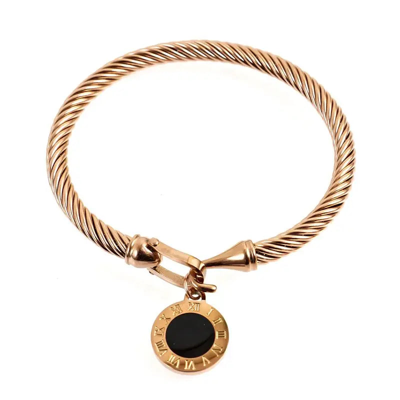 MSX Gold Plating Stainless Steel Bangles Bracelets Vintage Love Roman Numerals Wristband Bracelets Bangles for Men Women
