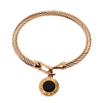 MSX Gold Plating Stainless Steel Bangles Bracelets Vintage Love Roman Numerals Wristband Bracelets Bangles for Men Women