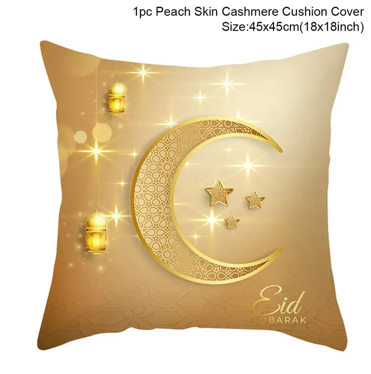 EID Mubarak Cushion Cover Ramadan Decoration for Home Ramadan Kareem Mubarak Muslim Islamic Party Supplies EID Pillowcase