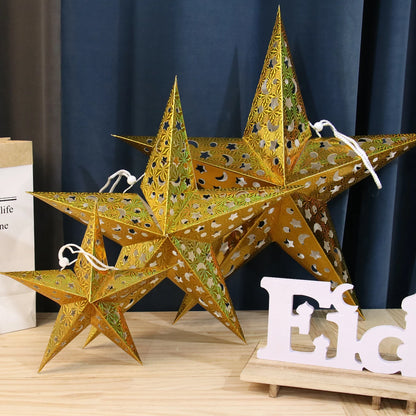 30-75cm Hollow Star Hanging Pendant Eid Mubarak Christmas Ramadan Decoration 2024 Islamic Muslim Party Decor Ramadan Kareem