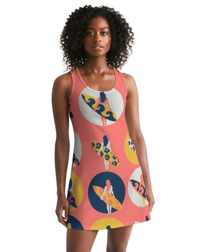 Women's Surfer Girl Casual and Fun Racerback Dress