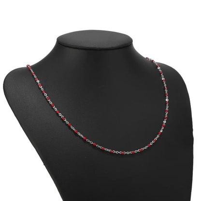 1pcs Stainless Steel Gold/Silver Color Choker Necklace Enamel Satellite Beaded Cable Ball Chain Choker Womens Necklaces