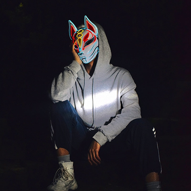 Fashion Halloween Party Mask Light Up Neon LED Mask for Halloween Carnival Party Glowing Anime Mask for Cosplay Decoration