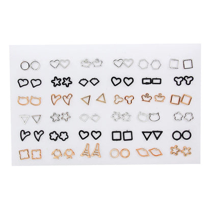 36Pairs/18pairs Earrings Mixed Styles Rhinestone Sun Flower Geometric Animal Plastic Stud Earrings Set for Women Girls Jewelry