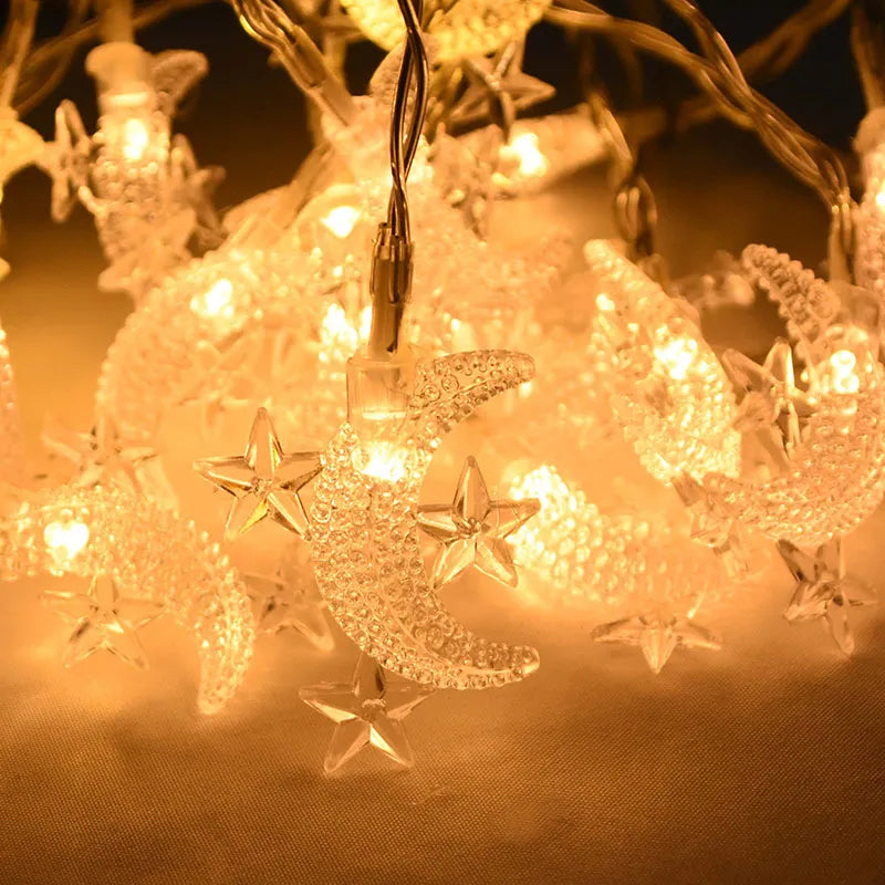 Ramadan Decoration Plastic Lantern Led String Lights Ramadan Kareem Decor Eid Mubarak Al-Fitr Eid Festival Party Supplies