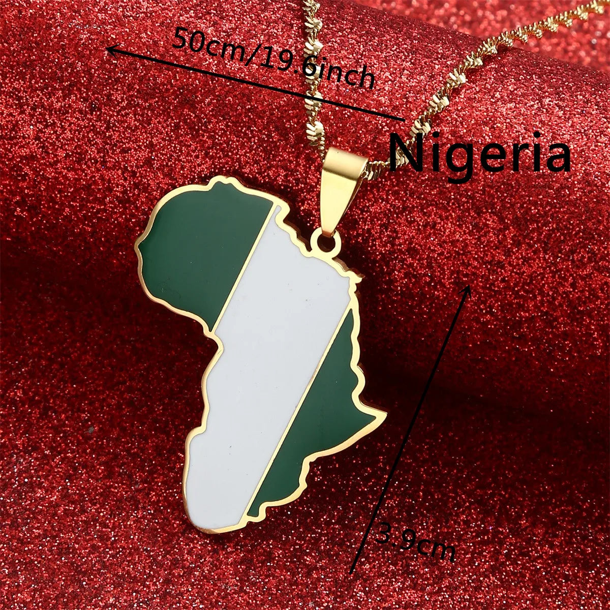 Africa Map Pendant Necklaces Heart African of Maps Jewelry Charms Gold Color Heart Map