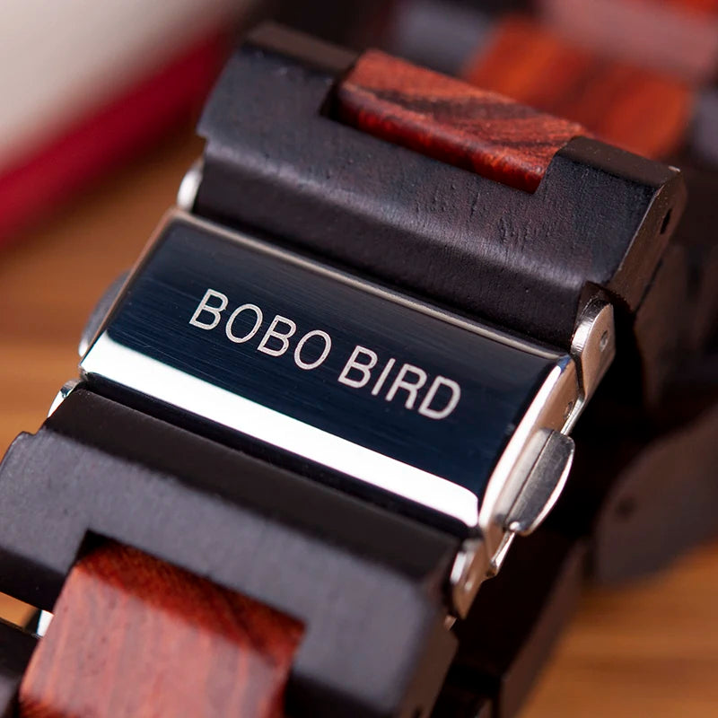 Wooden Automatic Mechanical Watch Men Wristwatch BOBO BIRD Top Luminous Hands Clock Custom Relogio Masculino