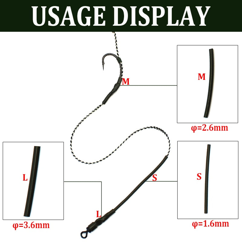 30PCS Carp Fishing Accessories Anti Tangle Sleeves Line Aligner Tube for Carp Fishing Rig Hair Ronnie Rig Terminal Tackle