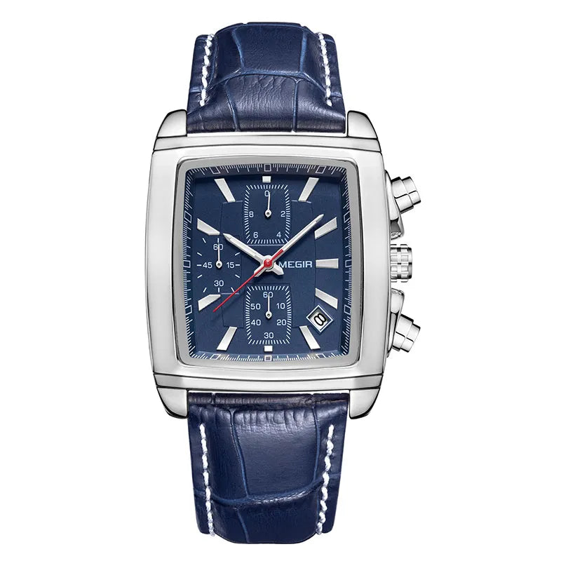 MEGIR New Casual Brand Watches Men Hot Fashion Sport Wristwatch Man Chronograph Leather Watch for Male Luminous Calendar Hour