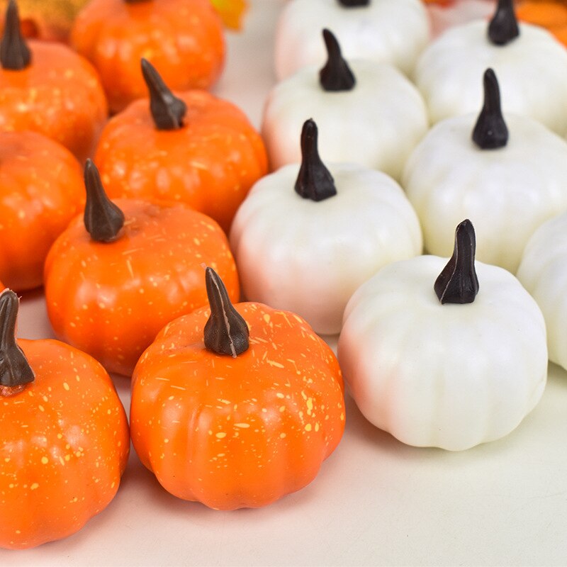 12pcs Mini Artificial Halloween Pumpkin Decor Simulation Vegetable DIY Craft Halloween Home Party Decoration Farmhouse Harvest