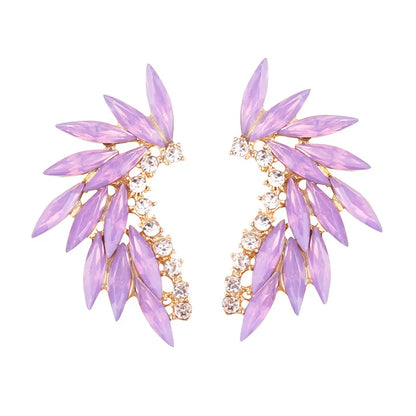 LUBOV Shining Rhinestone Wings Stud Earrings Acrylic Crystal Stone Women Piercing Earrings Trendy Wedding Jewelry Christmas