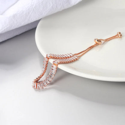 ZHOUYANG Tennis Bracelet for Woman Trendy Simple Adjustable Rose White Gold Color Bracelets Fashion Jewelry DZH009