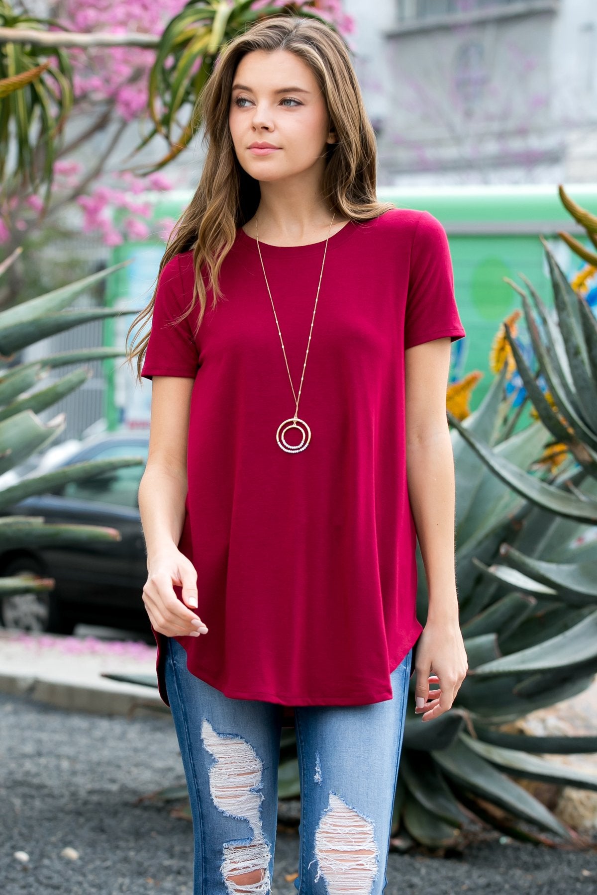Short Sleeved Round Neck Boyfriend Tunic