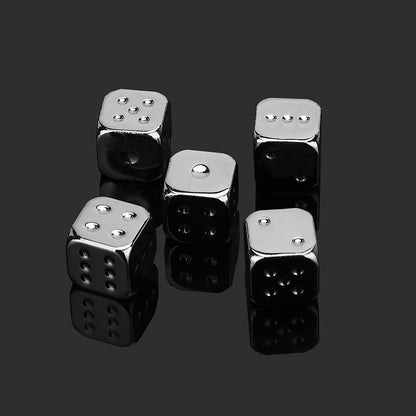 13*13mm Dice 5 PCS/Set Gold/Silver Metal Funny Dice  Standard Six Sided Decider Board Game Acessorios