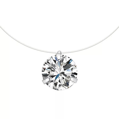 SUMENG New Personality Fashion Square Imitation Pearl Crystal Zircon Necklace Invisible Transparent Fishing Line Necklace Women