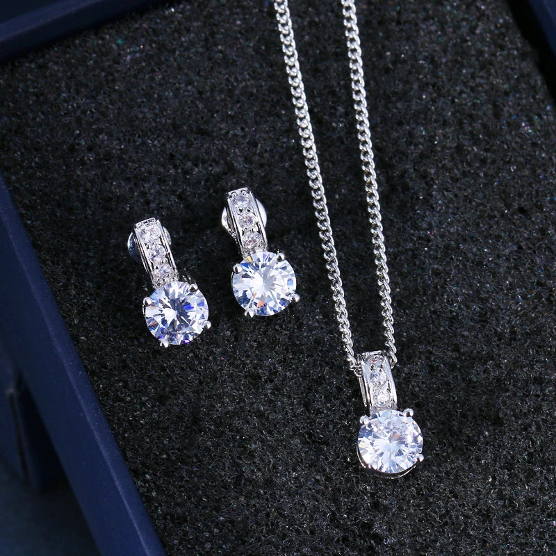 Emmaya Bridal Jewelry Sets Female Jewellery With Zircon Set of Earrings Pendant Necklaces Party for Woman