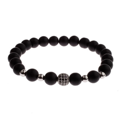 DOUVEI Round Black CZ Zircon Pave Lava Weaving Bracelet Men Beads Weaving Bracelet Homme Adjustable ABL005