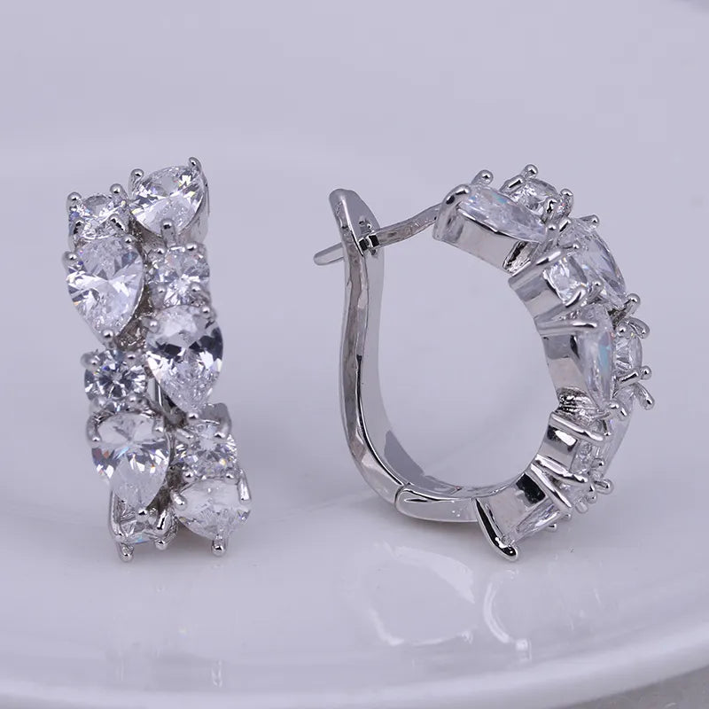 LXOEN 2022 Classic Semi-Precious Stone Stud Earrings for Women Silver Color Round Studs Ear Jewelry Brinco Bijoux