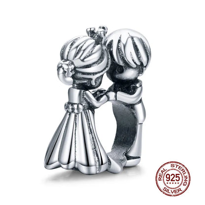 WOSTU 925 Sterling Silver Animal Cat Charm Pendant Heart Family Ladybug Bee Beads Fit Original Bracelet DIY Jewelry for Women