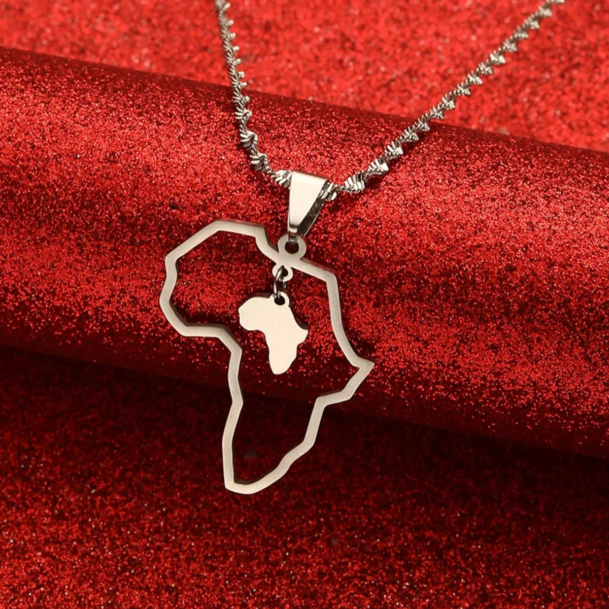 Africa Map Pendant Necklaces Heart African of Maps Jewelry Charms Gold Color Heart Map