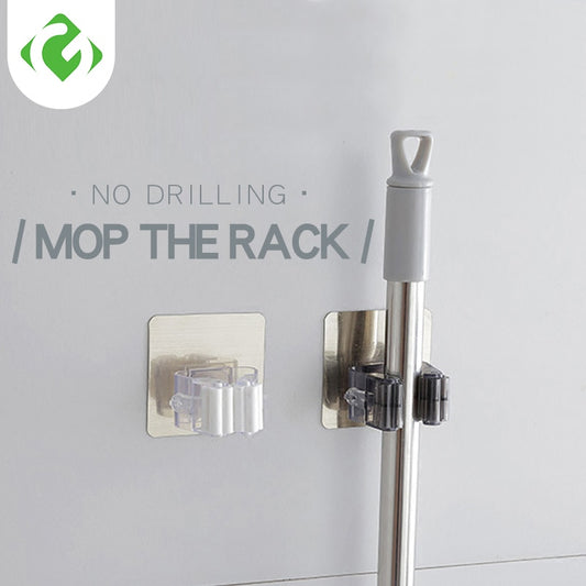 Wall Mounted Mop Organizer Holder Rack Self Sticking Brush Broom Hanger Hook Kitchen Bathroom Mops Storage Racks Drop 1pc Strong