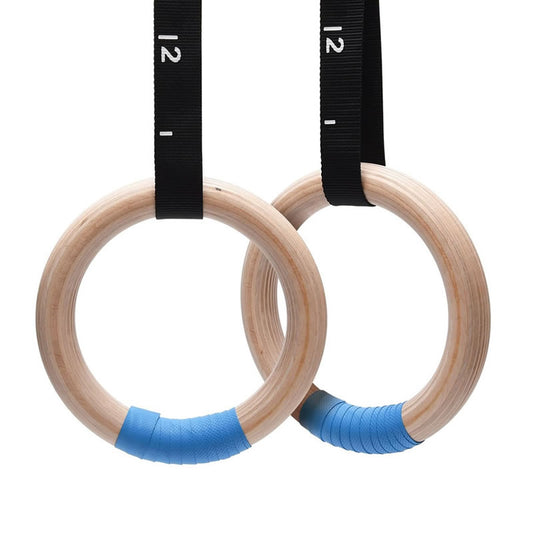 1 Pair Wood Gymnastics Rings With Adjustable Straps GYM Ring for Kids