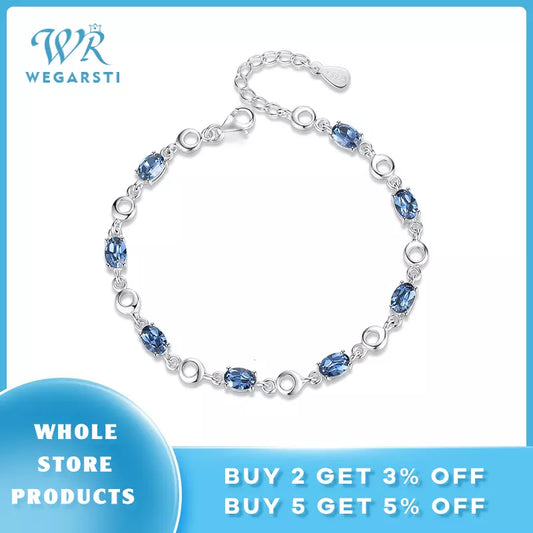 WEGARASTI Silver 925 Jewelry Topaz Bracelets for Female Real 925 Sterling Silver Gemstone Bracelet Classic Jewellery