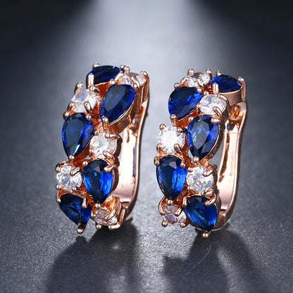 EMMAYA Luxury Rose Gold Color Earrings Flash CZ Zircon Ear Studs 12 Colors Earrings Women Brincos