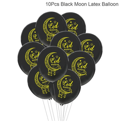 EID Mubarak Banner Balloons Cake Topper Ramadan Decoration Ramadan Kareem Mubarak Muslim Islamic Festival Party DIY Decorations