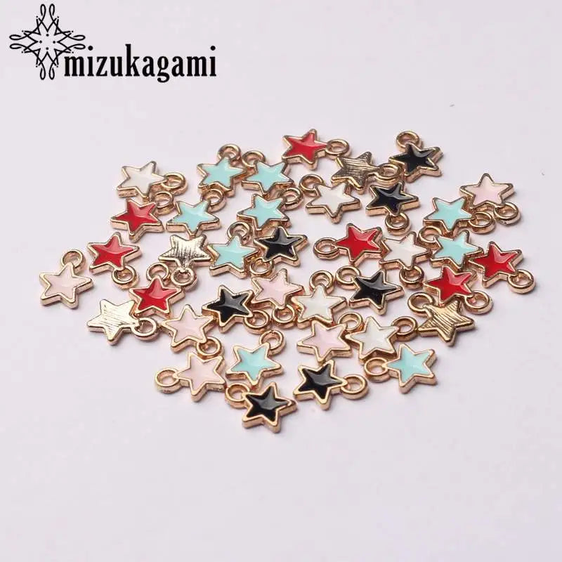 Zinc Alloy Black White Enamel Charms Mini Stars Charms 6mm 50pcs/Lot for DIY Jewelry Making Finding Accessories