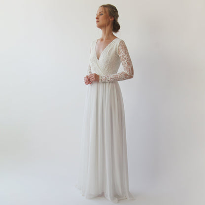 Wrap Bohemian Lace Wedding Dress #1242