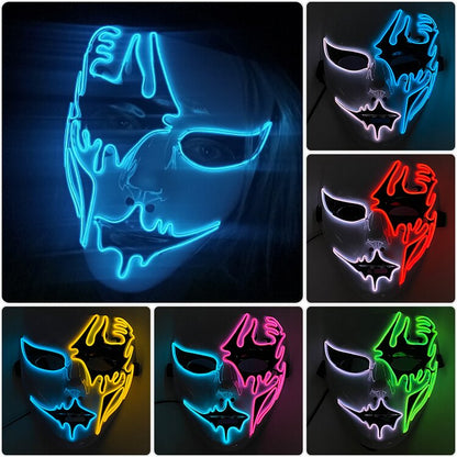 Neon Light LED Mask LED Halloween Scary Mask Cosplay Party Masque Masquerade Masks Halloween Costume Carnival Glow Party Props
