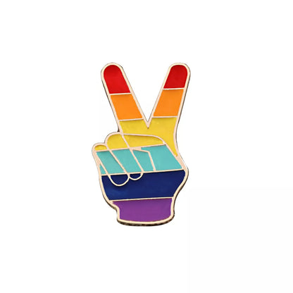 9 Style LGBT Design Rainbow Creative Heart Yeh Finger Pin Brooch Metal Pins Badge Denim Enamel Lapel Jewelry Women