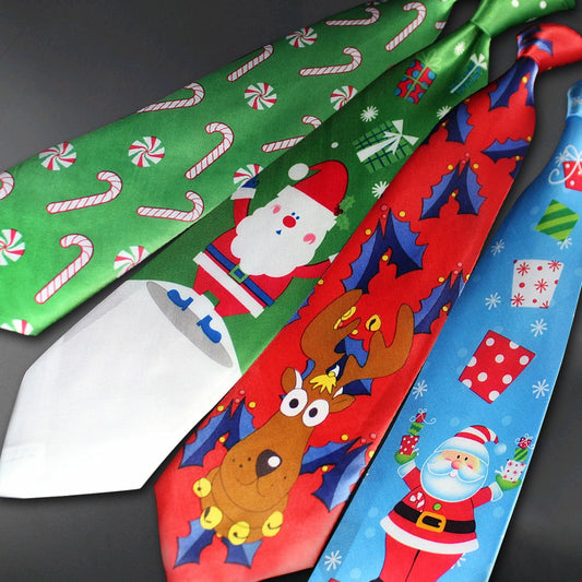 Novelty Design Christmas Ties Red Good Quality Printed Necktie Halloween Christmas Tree Snowman Elk  Tie for Men Christmas
