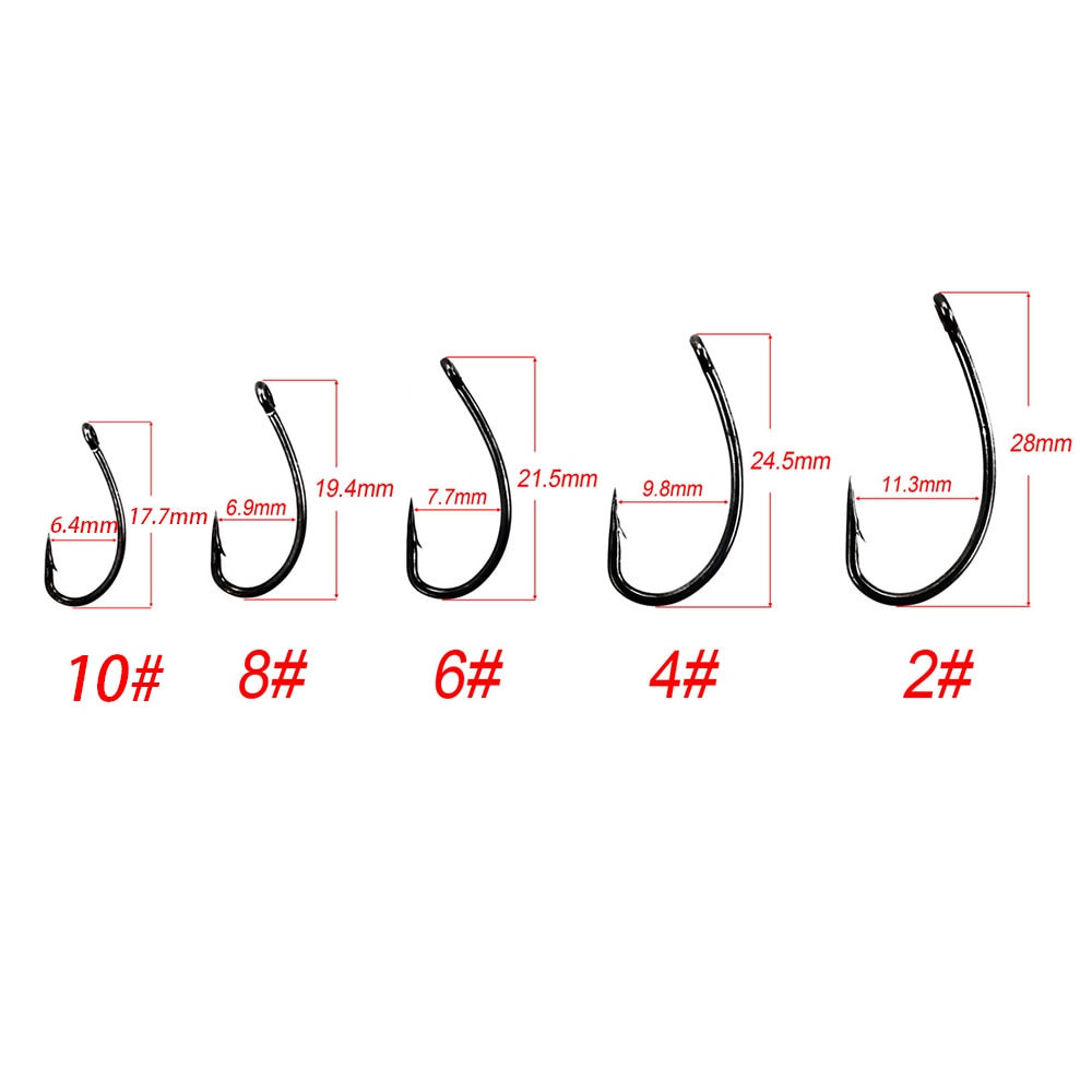 100pcs Coating High Carbon Stainless Steel Barbed Carp Fishing Hooks Pack With Retail Original Box 8003