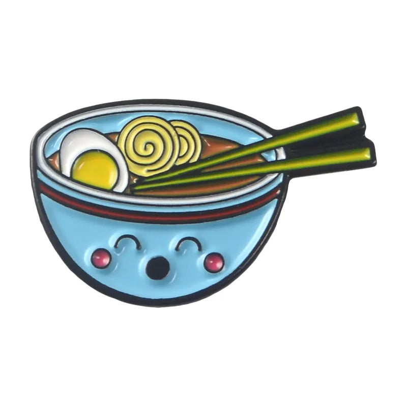 Cartoon Ramen Sushi Enamel Pins Cute Japanese Foods Tonkotsu Noodles Brooches Denim Shirt Collar Lapel Pins Badge Jewelry
