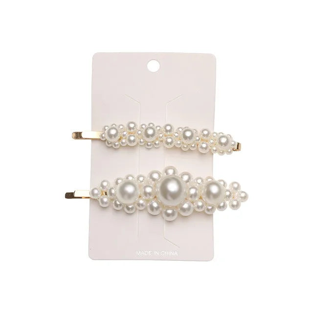 5Pcs/Set Pearl Hair Clip Snap Button Hair Pins for Women Sweet Pearl Hairpin Hair Clips Jewelry Lady Barrette Stick