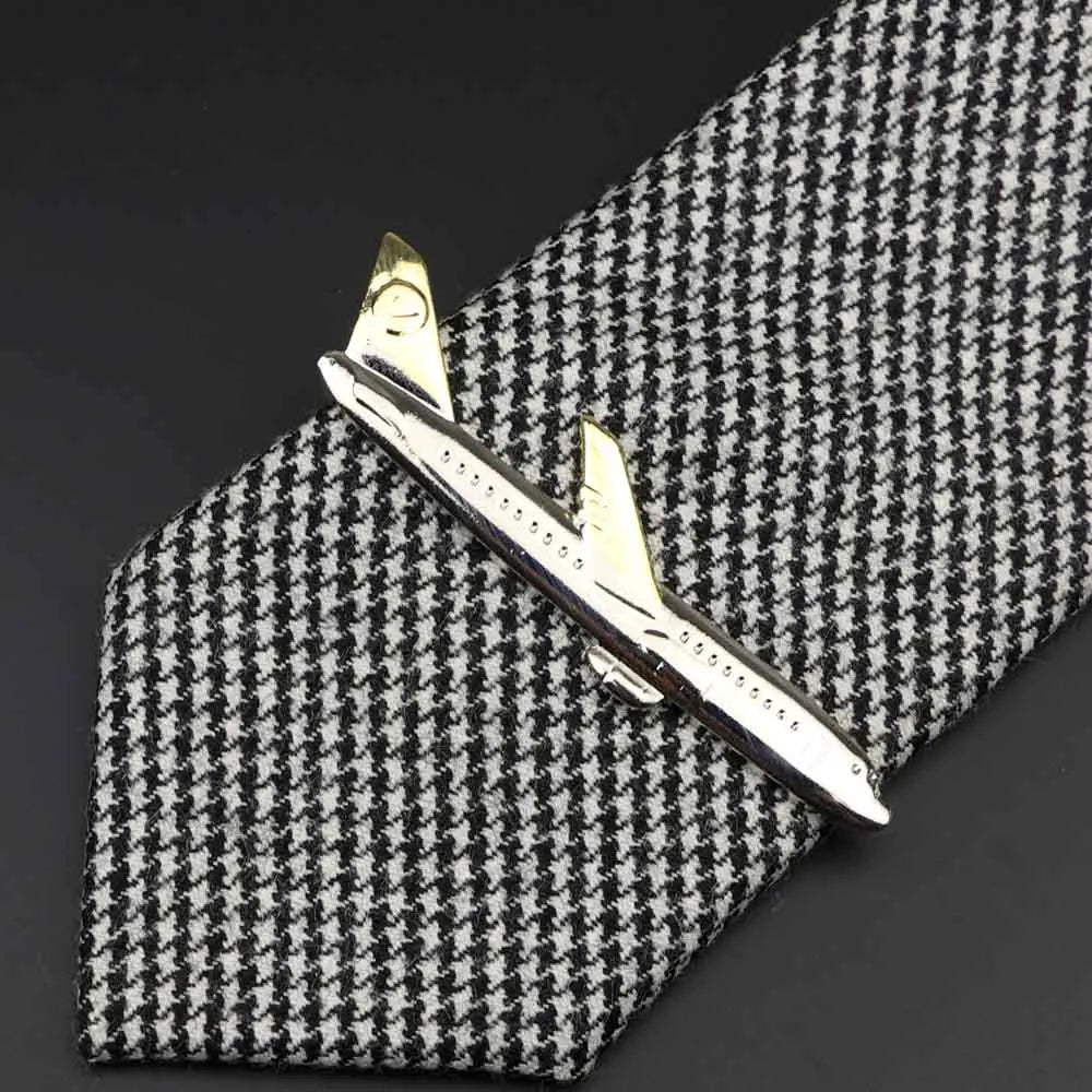 1 Piece Chrome Stainless Glasses Car Airplane Fork Spoon Shape Metal Tie Clip for Men Necktie Clips Pin for Mens