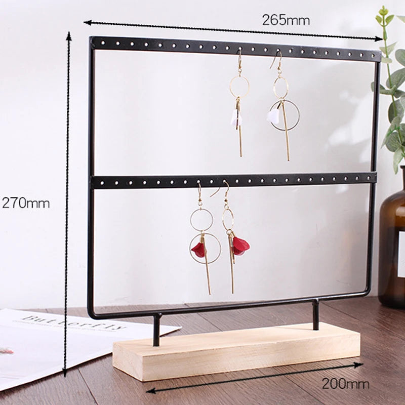 New Fashion 24/44 Creative Wooden Holes Black/White Earrings Ear Studs Jewelry Display Stand Organizer 2 Layers Jewelry Rack
