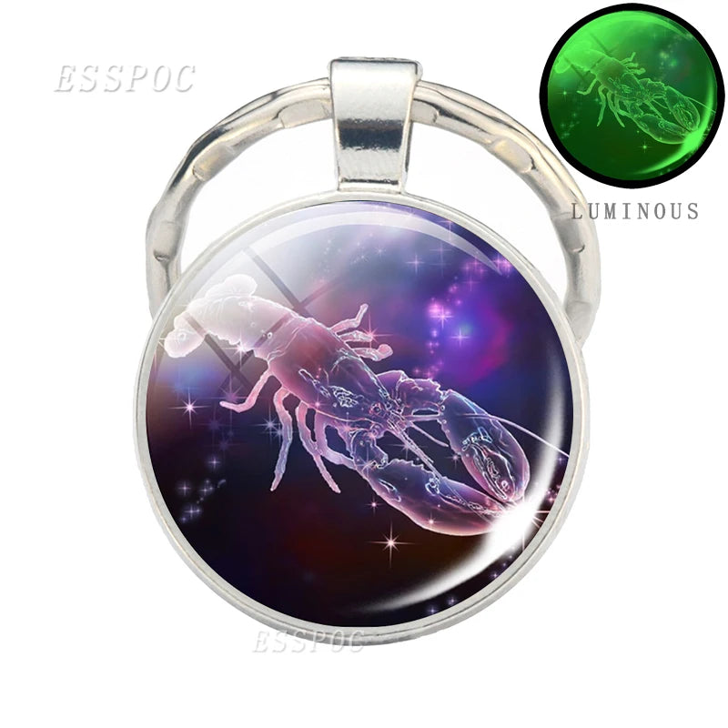Luminous 12 Zodiac Signs Keychain Constellation Key Chain Leo Libra Virgo Sagittarius Zodiac Jewelry Birthday