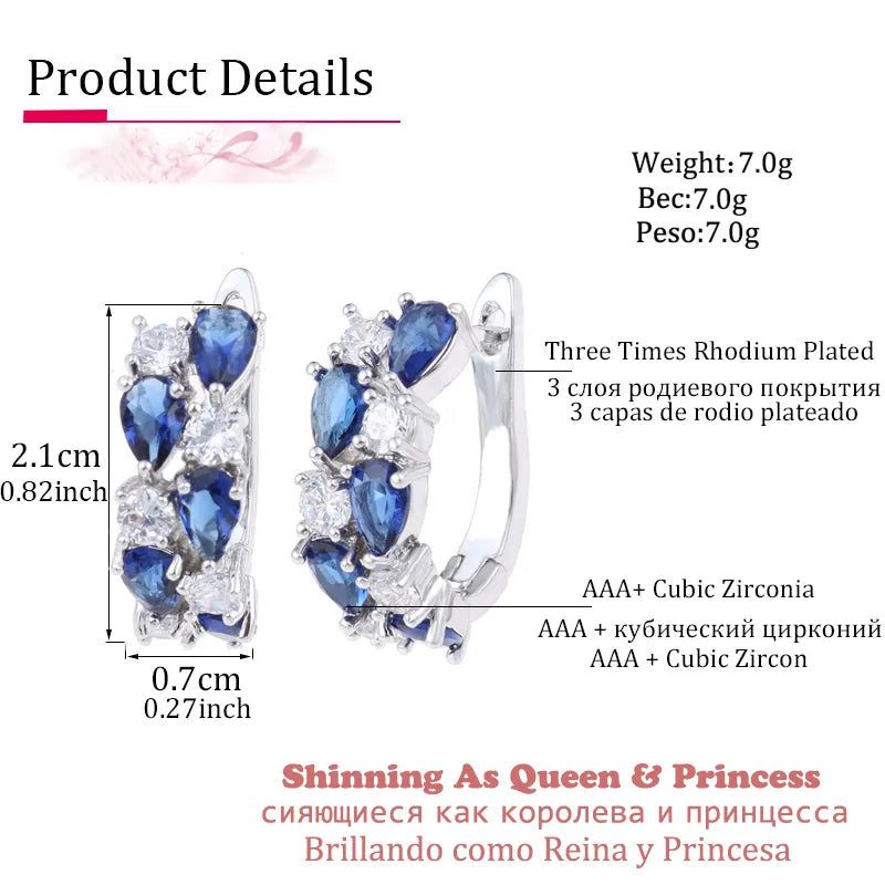 LXOEN 2022 Classic Semi-Precious Stone Stud Earrings for Women Silver Color Round Studs Ear Jewelry Brinco Bijoux