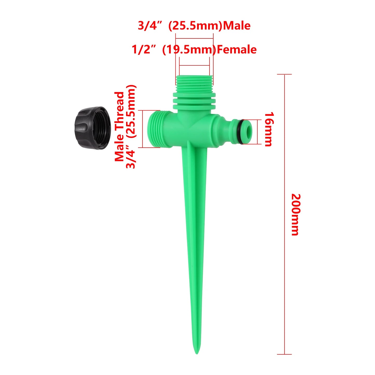 Double Outlet Impact Rocker Sprinkler Nozzle 360 Degree Rotary Jet Agricultural Garden Irrigation Sprinklers 1/2" Male Thread