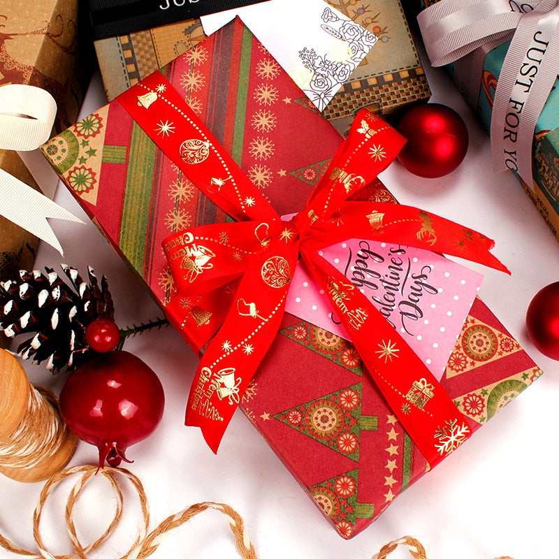 10pcs 50x70cm Christmas Packing Paper Retro Style Kraft Paper Christmas Hom