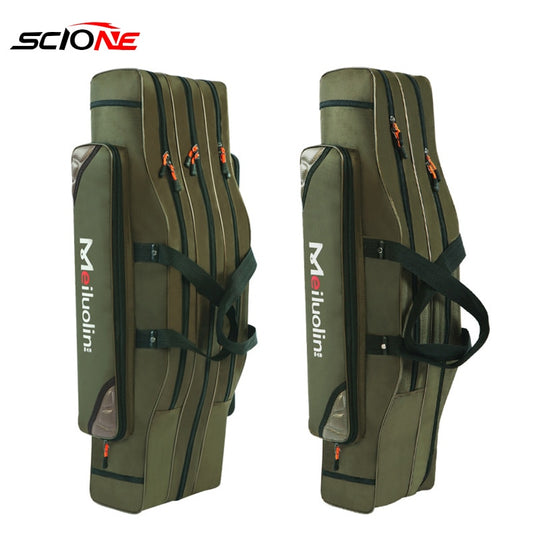 Oxford Fishing Bag Thicken 2/3 Layers 120cm Portable Fishing Tackle Bag Folding Fishing Rod Handbag Big Capacity Backpack XA115G